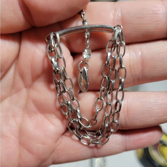 Vintage silver tone chain dangling earrings - Picture 2 of 5